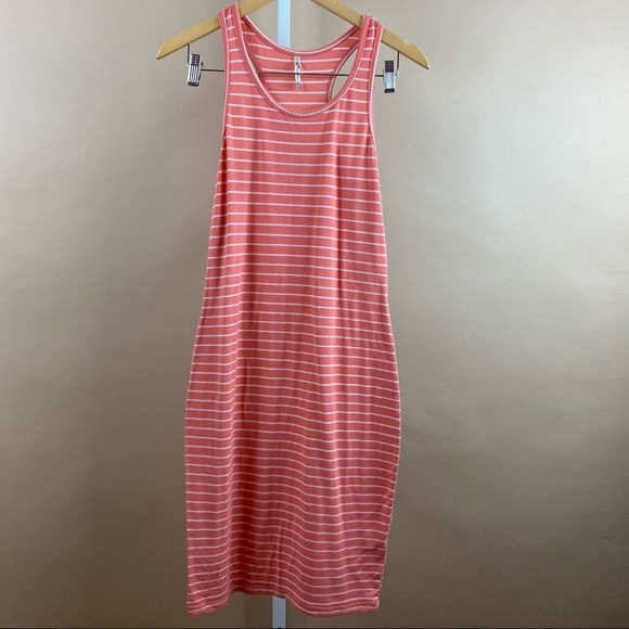 Wallflower Medium Coral Stripe Racerback Midi Nautical Summer Pastel Spring - Picture 1 of 6